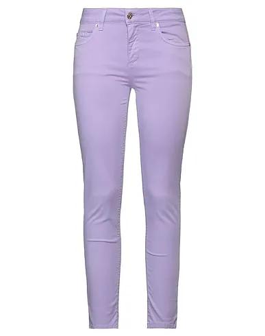Light purple Plain weave Casual pants