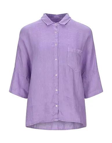 Light purple Plain weave Linen shirt