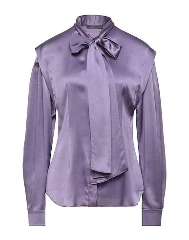 Light purple Satin Shirts & blouses with bow