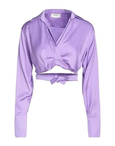Light purple Satin Solid color shirts & blouses