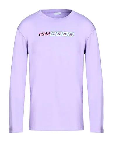 Light purple T-shirt ORGANIC COTTON L/SLEEVE T-SHIRT WITH PRINT