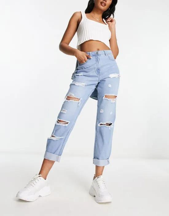light wash jeans with rips