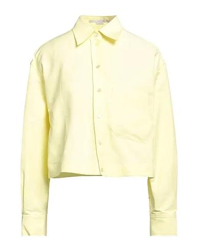 Light yellow Cotton twill Solid color shirts & blouses