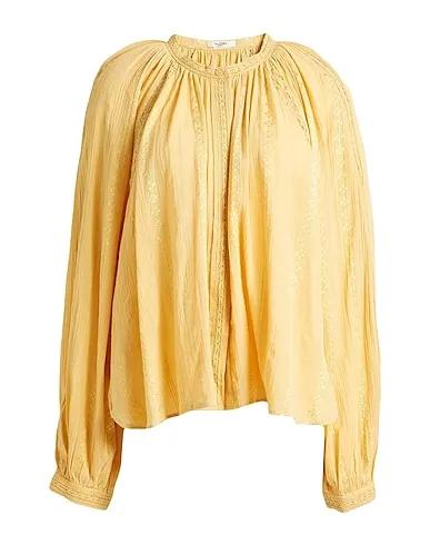 Light yellow Gauze Solid color shirts & blouses