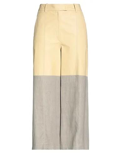 Light yellow Leather Casual pants