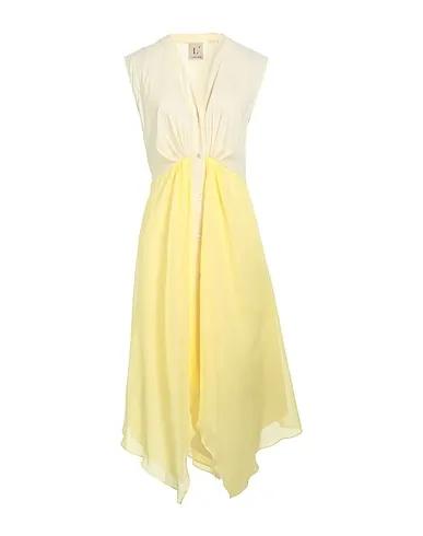 Light yellow Plain weave Midi dress