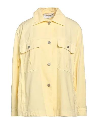 Light yellow Plain weave Solid color shirts & blouses