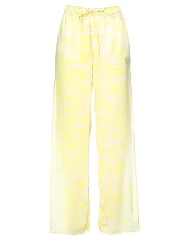 Light yellow Satin Casual pants