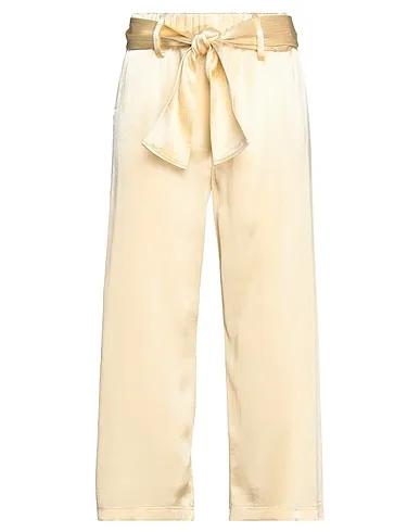 Light yellow Satin Cropped pants & culottes