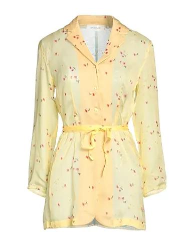 Light yellow Satin Floral shirts & blouses