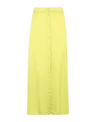 Light yellow Satin Maxi Skirts SPLIT FRONT MAXI SKIRT

