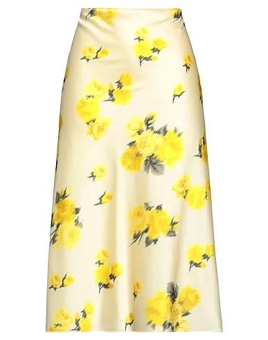 Light yellow Satin Midi skirt