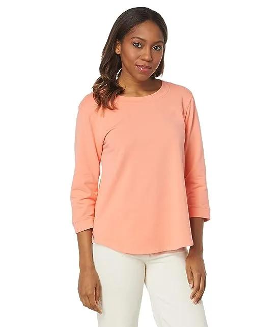 Lightweight French Terry 3/4 Open Crew Neck Top