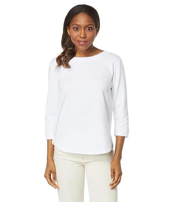 Lightweight French Terry 3/4 Open Crew Neck Top