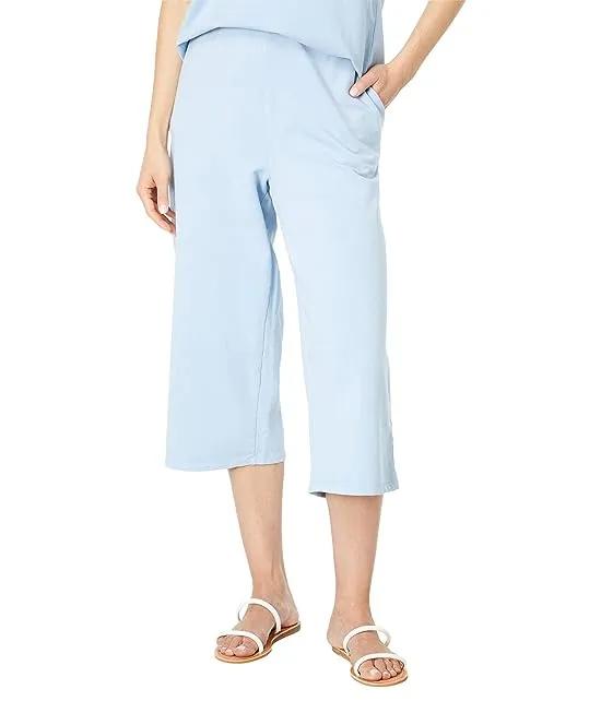 Lightweight French Terry Cropped Wide Leg Pants