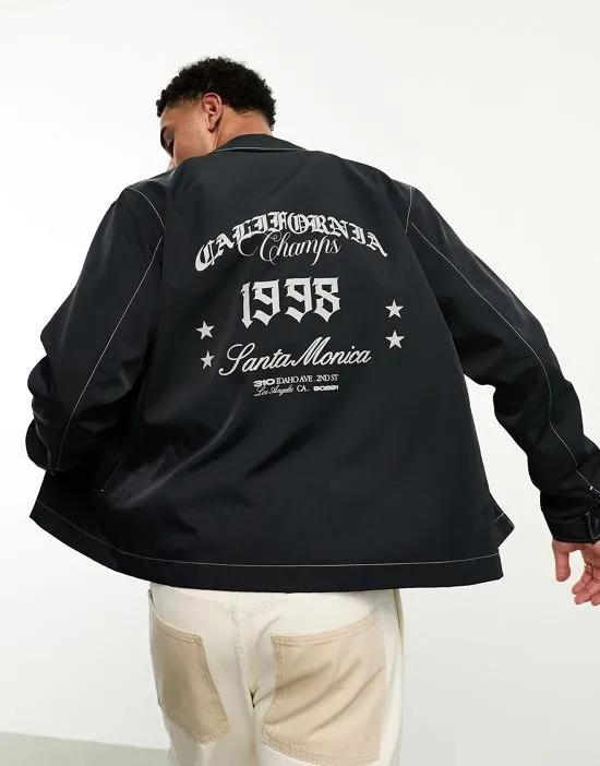 lightweight harrington jacket with print in black