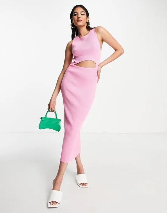 lightweight knit midi dress in pink