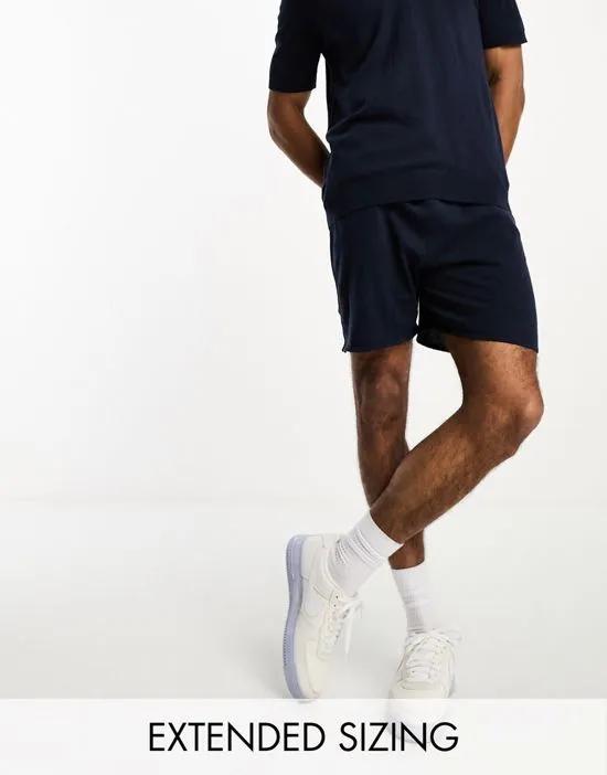 lightweight knitted cotton shorts in navy - part of a set