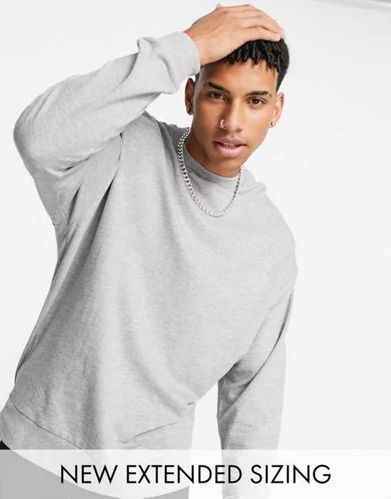 lightweight oversized sweatshirt in gray marl