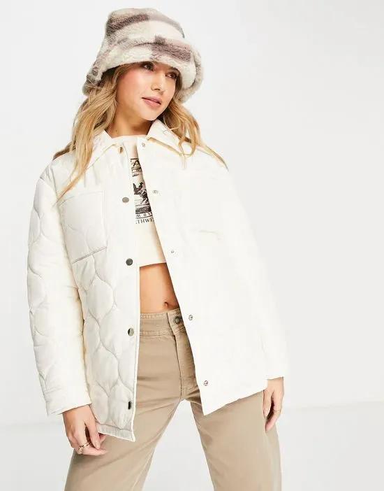 lightweight quilted belted jacket in ivory