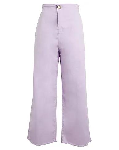 Lilac Gabardine Casual pants COTTON DRILL WIDE-LEG TROUSERS
