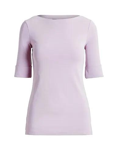 Lilac Jersey Basic T-shirt COTTON BOATNECK TOP
