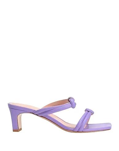 Lilac Leather Sandals LEATHER SQUARE TOE MID-HEEL SANDAL

