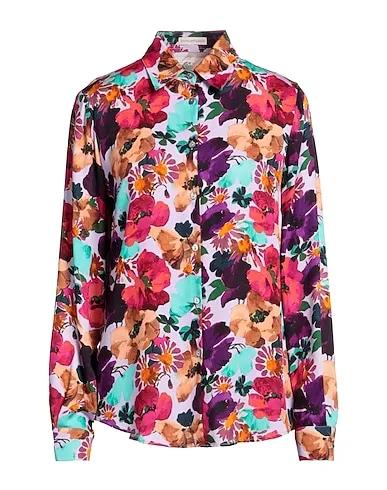 Lilac Plain weave Floral shirts & blouses