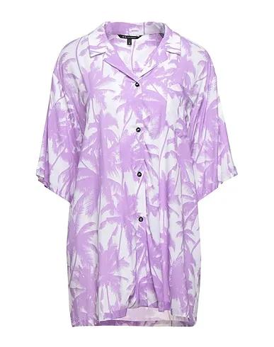 Lilac Plain weave Floral shirts & blouses