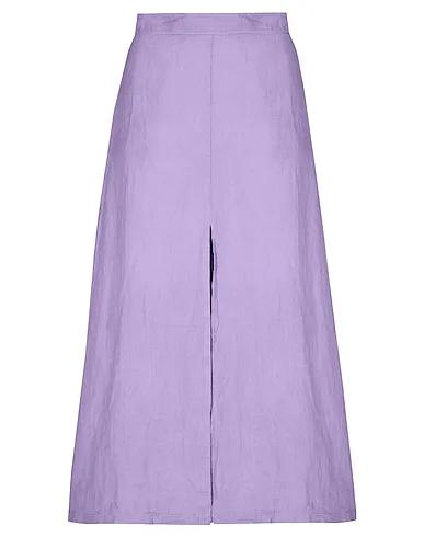Lilac Plain weave Midi skirt LINEN FRONT SLIT MIDI SKIRT
