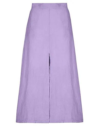 Lilac Plain weave Midi skirt LINEN FRONT SLIT MIDI SKIRT