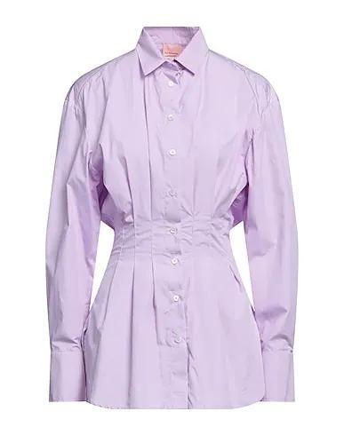 Lilac Plain weave Solid color shirts & blouses