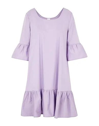 Lilac Poplin Short dress COTTON RUFFLED SHORT DRESS
