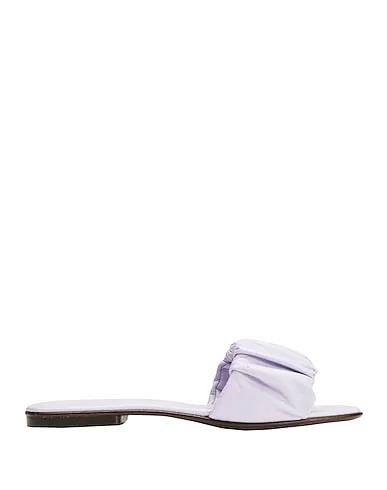 Lilac Sandals LEATHER RUFFLED SQUARE TOE SLID
