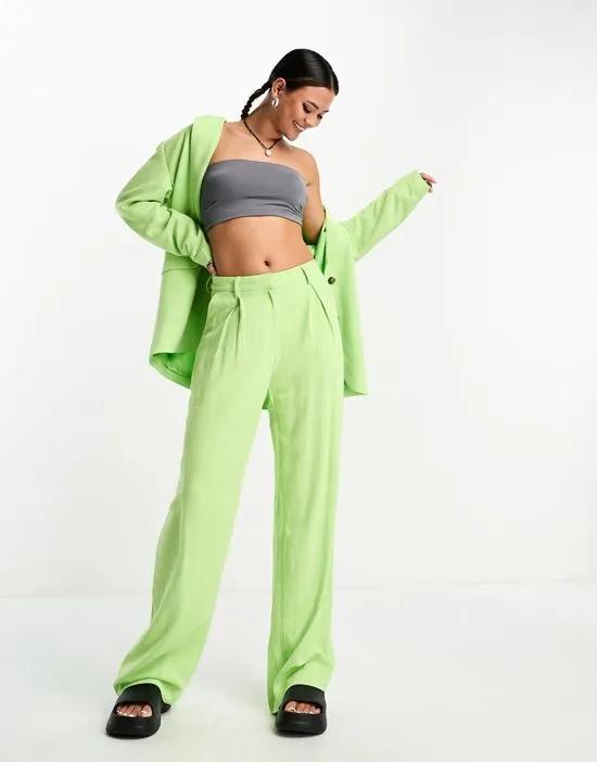 Lilah linen pants in pastel green exclusive to ASOS - part of a set