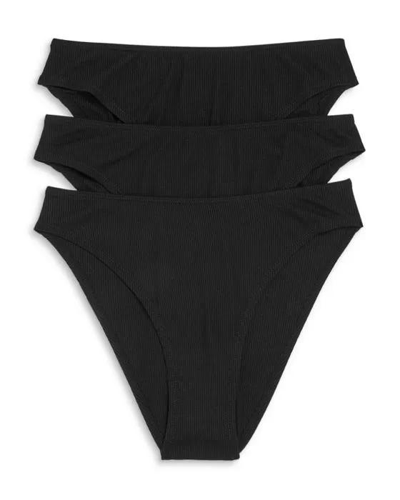 Linds Ribbed High-Cut Thongs, Set of 3