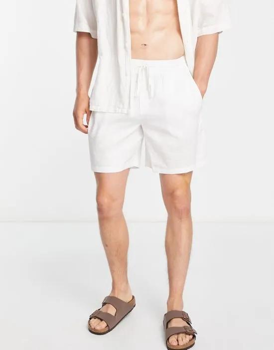 linen blend shorts in white