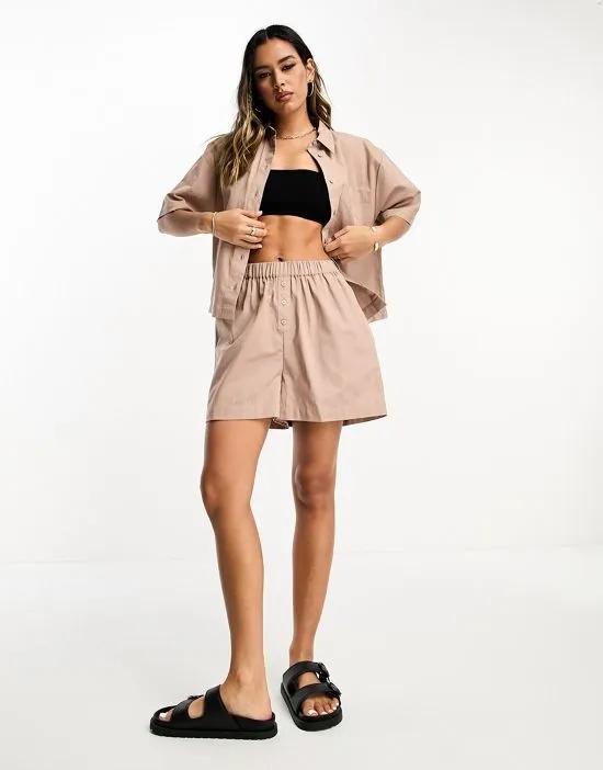 linen boxer shorts in taupe - part of a set