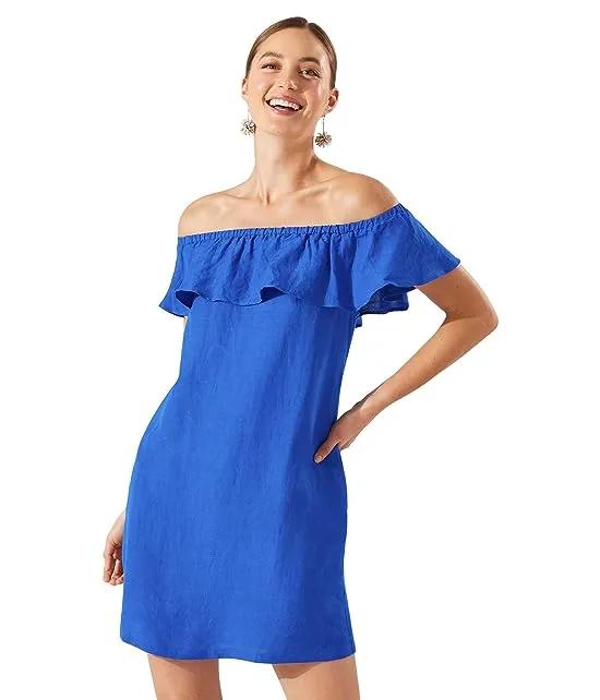 Linen Dye Off-the-Shoulder Dress Cover-Up