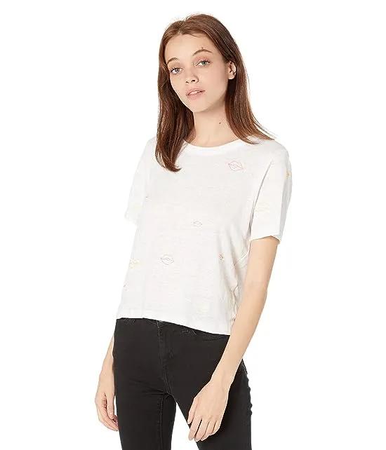 Linen Jersey Cropped Short Sleeve Easy Tee