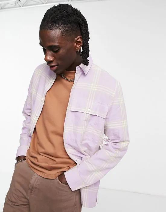 linen shirt in lilac check