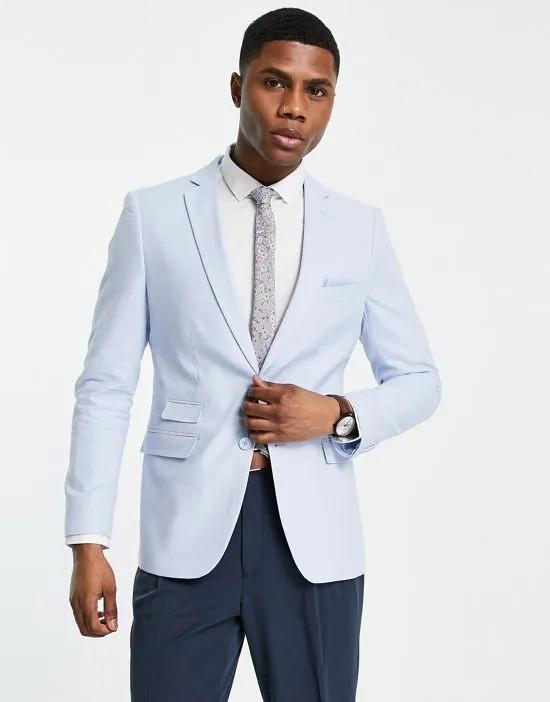 linen suit jacket in soft blue