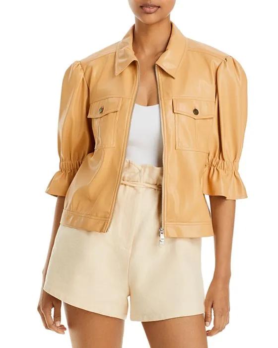 Lite Puff Sleeve Faux Leather Jacket