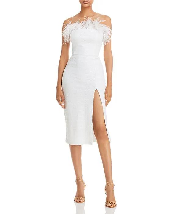  Liz Feather Trim Strapless Shimmer Dress - 100% Exclusive