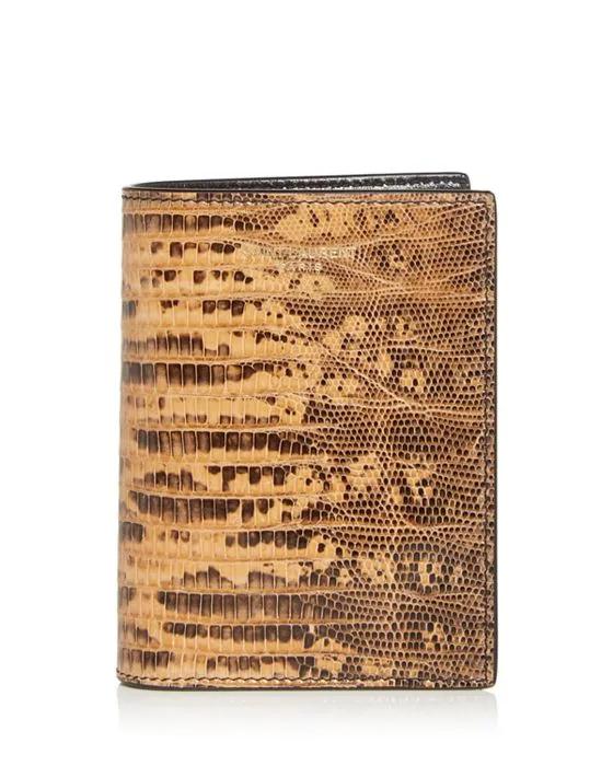 Lizard Embossed Leather Bifold Wallet