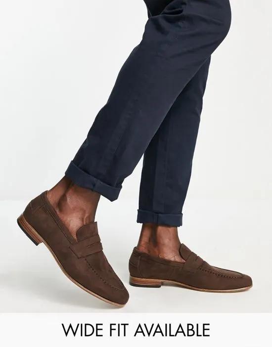 loafers in brown faux suede with natural sole
