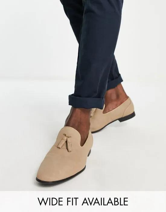 loafers in stone faux suede
