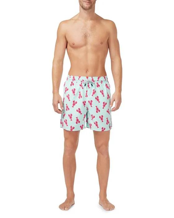 Lobster Print 6" Swim Trunks