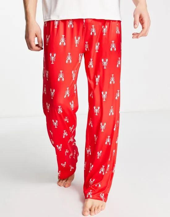 lobster Valentine's pajamas in red and white