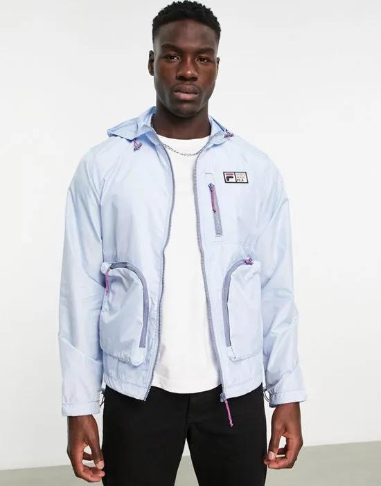 logo jacket with zip pockets in blue
